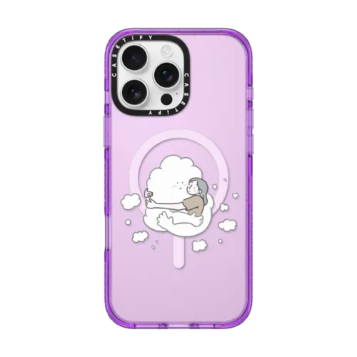 Miss you / Girl by ReenP | iPhone 16 Pro Max / Impact Case MagSafe Compatible / Purple | Image 1