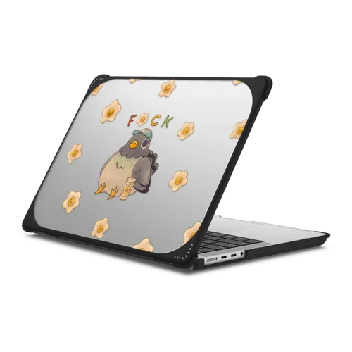Pigeon and Daisies | MacBook Pro 14-inch (M1 - M5) / MacBook Bounce Case / Black | Image 1