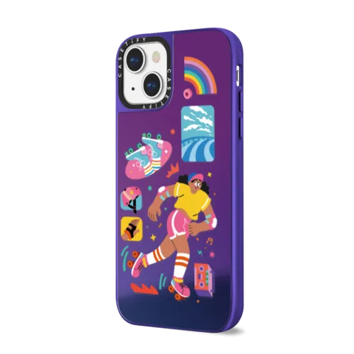 Let's Roller-Skate | iPhone 14 Plus / Mirror Case MagSafe Compatible / Purple Disco on Purple | Image 2