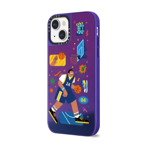 Across the Court | iPhone 14 Plus / Mirror Case MagSafe Compatible / Purple Disco on Purple | Image 2