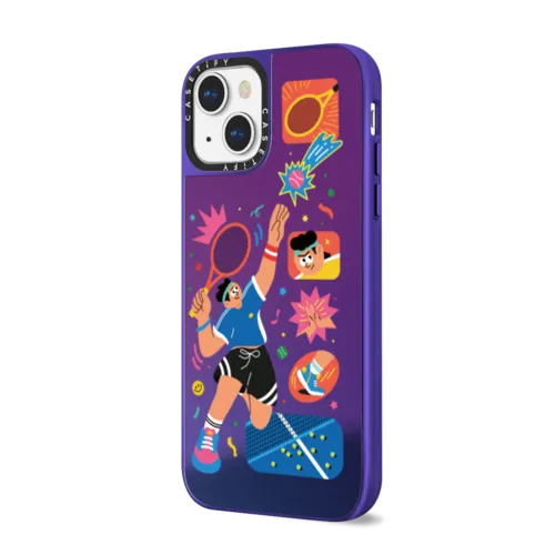 Swing the Racket | iPhone 14 Plus / Mirror Case MagSafe Compatible / Purple Disco on Purple | Image 2