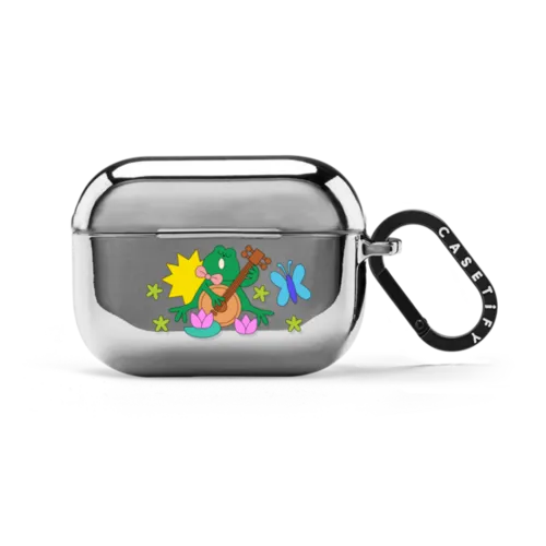 The Singing Frog | AirPods Pro 2 / Earbuds Mirror Case / Silver | Image 1