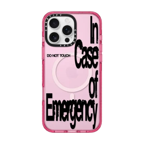 "In Case of Emergency" by Milan Doctor | iPhone 16 Pro Max / Impact Case MagSafe Compatible / Pink Fizz | Image 1