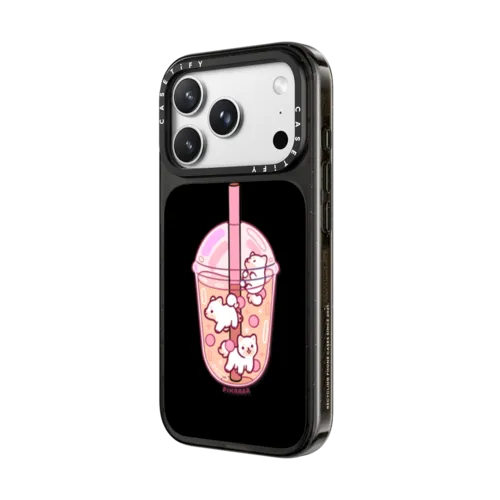 Cream Boba by PIKARAR | iPhone 18 Pro Max / Impact Case MagSafe Compatible - Glossy / Glossy Black | Image 2