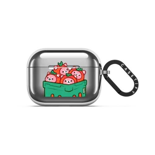 Strawberry Box by PIKARAR | AirPods Pro 3 / Earbuds Mirror Case / Silver | Image 1