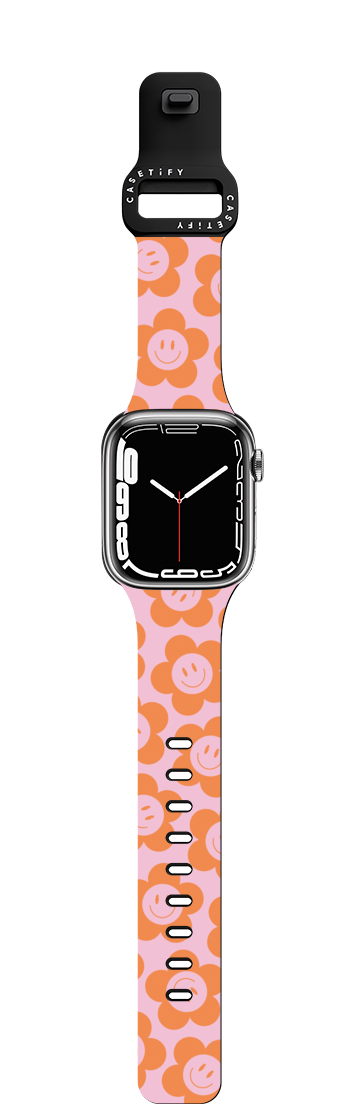 Happy floral (orange) | Apple Watch Series 7-9 (45mm) / Impact Band / Black | Image 1