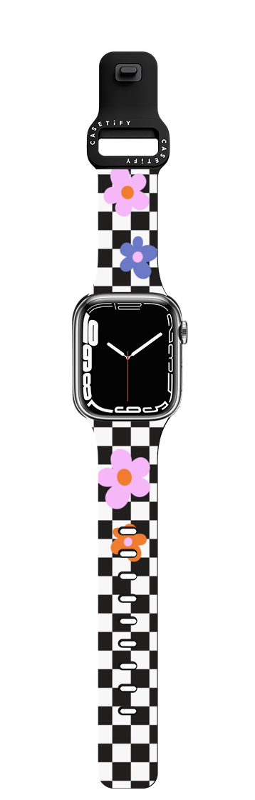 Checked Daisy | Apple Watch Series 7-9 (45mm) / Impact Band / Black | Image 1