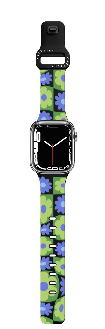 Warped Floral Checker | Apple Watch Series 7-9 (45mm) / Impact Band / Black | Image 1