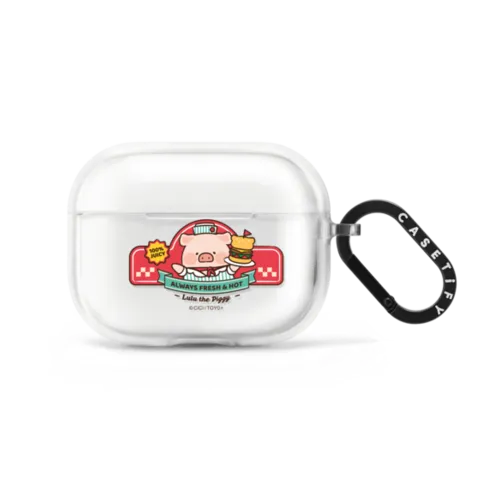 Always Fresh and Hot Burgers by LuLu the Piggy | AirPods Pro 2 / Earbuds Impact Case / Frost | Image 1