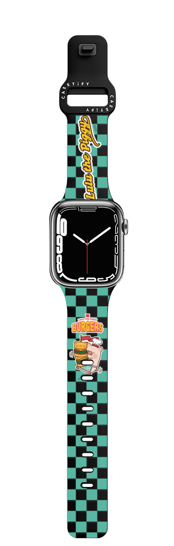 Your Daily Burgers by LuLu the Piggy | Apple Watch Series 7-9 (45mm) / Impact Band / Black | Image 1
