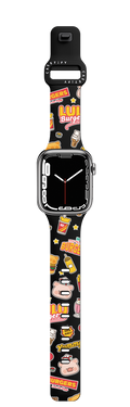 Burgers Stickermania by LuLu the Piggy | Apple Watch Series 7-9 (45mm) / Impact Band / Black | Image 1