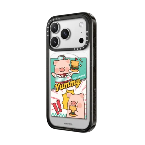 BURGERS COMIC BY LULU THE PIGGY | iPhone 17 Pro Max / Impact Case MagSafe Compatible / Black | Image 2