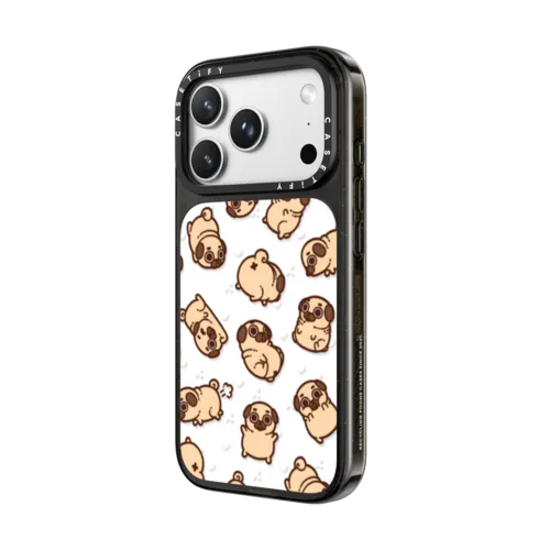 Puglie Pug Floating Pugs | iPhone 18 Pro / Impact Case MagSafe Compatible - Glossy / Glossy Black | Image 2