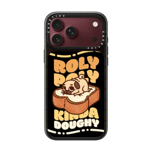 Puglie Pug Roly Poly Kinda Doughy | iPhone 18 Pro Max / Impact Case MagSafe Compatible - Glossy / Glossy Black | Image 1