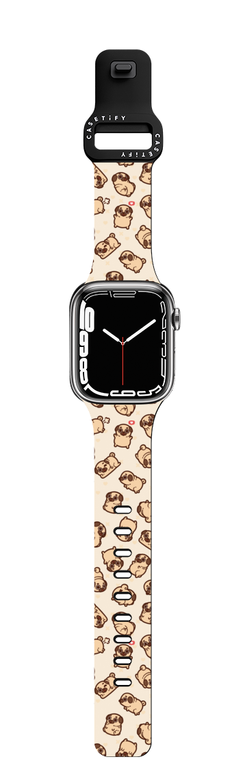 Puglie Pug Floating Pugs | Apple Watch Series 7-9 (45mm) / Impact Band / Black | Image 1