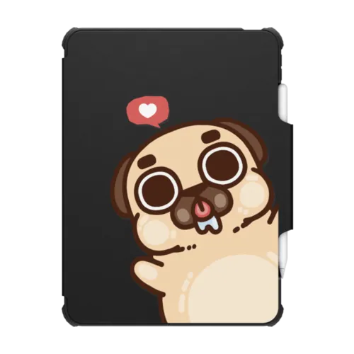 Puglie Pug Lickie | iPad Pro 11-inch (3rd/4th gen) / iPad Impact Folio Case / Black | Image 1
