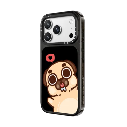 Puglie Pug Lickie | iPhone 18 Pro Max / Impact Case MagSafe Compatible - Glossy / Glossy Black | Image 2