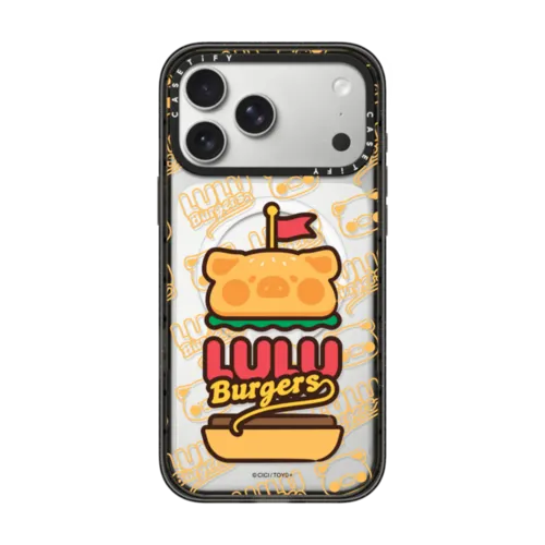 ORIGINAL TASTY BURGERS BY LULU THE PIGGY | iPhone 17 Pro Max / Impact Case MagSafe Compatible / Black | Image 1