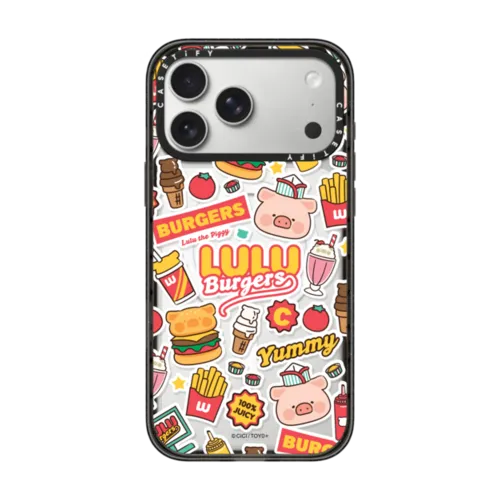 BURGERS STICKERMANIA BY LULU THE PIGGY | iPhone 17 Pro Max / Impact Case MagSafe Compatible / Black | Image 1