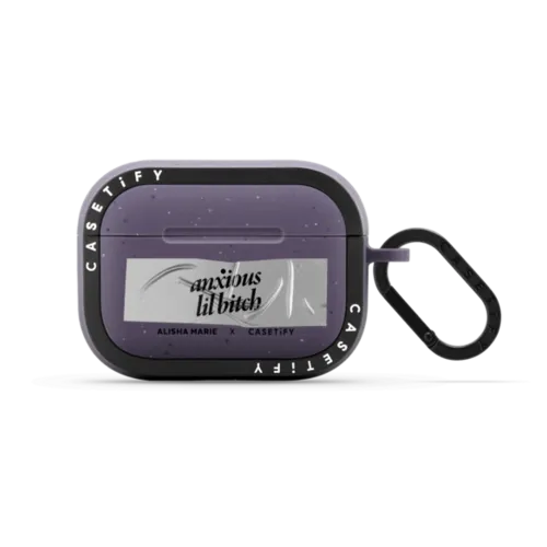 ANXIOUS LIL B*** | AirPods Pro 2 / Earbuds Bounce Case / Matte Deep Purple | Image 1