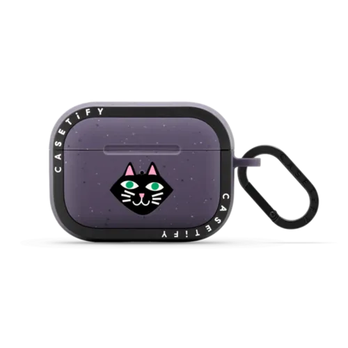 Cat AirPods by Eszter Chen | AirPods Pro 2 / Earbuds Bounce Case / Matte Deep Purple | Image 1