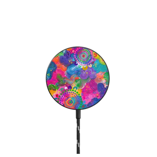 Rainbow Paradise Charging Pad |   / PowerThru Magnetic Wireless Charger MagSafe Compatible / Black | Image 1