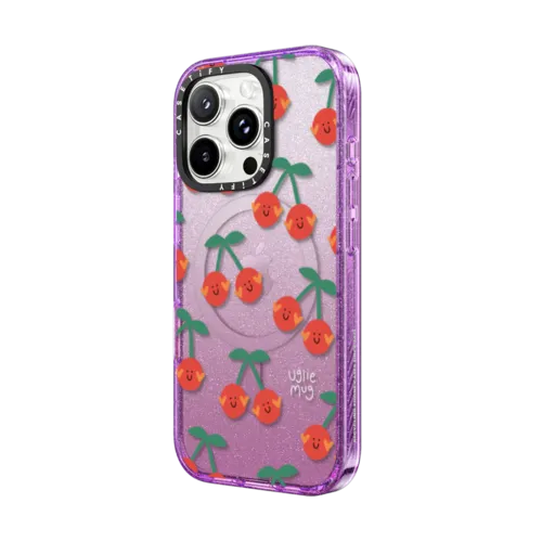 Uglie Mug Cherries | iPhone 16 Pro Max / Impact Case MagSafe Compatible / Glitter Purple | Image 2
