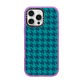 Blue Houndstooth by Oh So Graceful | iPhone 16 Pro Max / Impact Case MagSafe Compatible / Glitter Purple | Image 1