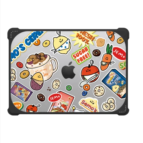 semo cereal pattern by second morning | MacBook Pro 14-inch (M1 - M5) / MacBook Bounce Case / Black | Image 2