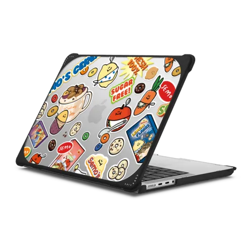 semo cereal pattern by second morning | MacBook Pro 14-inch (M1 - M5) / MacBook Bounce Case / Black | Image 1