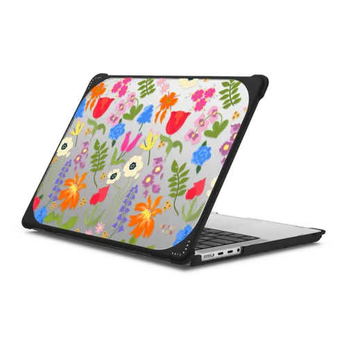 Floral MacBook by Eszter Chen | MacBook Pro 14-inch (M1 - M5) / MacBook Bounce Case / Black | Image 1