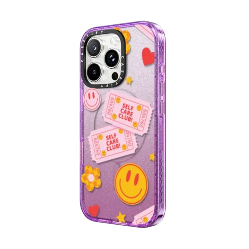 Self Care Club! Phone Case | iPhone 16 Pro Max / Impact Case MagSafe Compatible / Glitter Purple | Image 2
