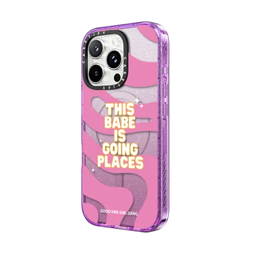 This Babe Is Going Places Phone Case | iPhone 16 Pro Max / Impact Case MagSafe Compatible / Glitter Purple | Image 2