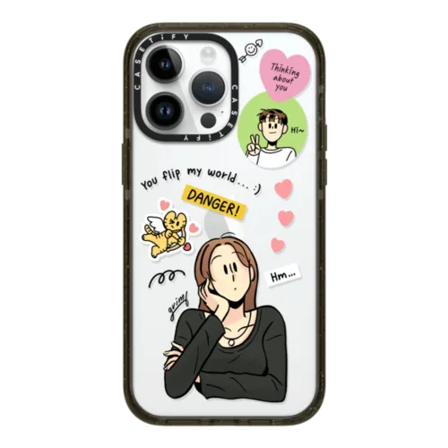 Grim B Thinking about Him Case | iPhone 14 Pro Max / Impact Case / Black | Image 1