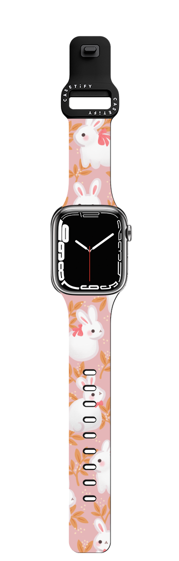 Warm Bunnies by Purringcatco | Apple Watch Series 7-9 (45mm) / Impact Band / Black | Image 1