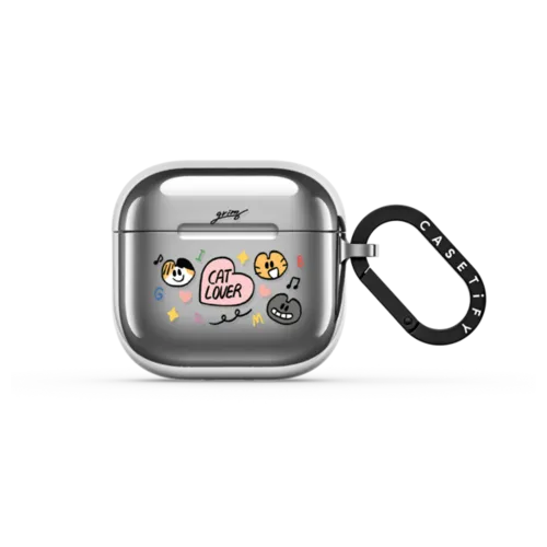 Grim B Sticker Airpods 3rd Generation Case | AirPods 4 & 5 / Earbuds Mirror Case / Silver | Image 1