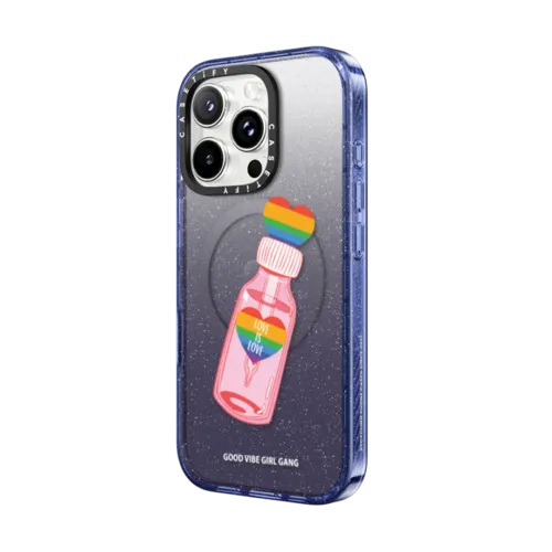 Love Is Love Phone Case | iPhone 16 Pro Max / Impact Case MagSafe Compatible / Glitter Indigo | Image 2