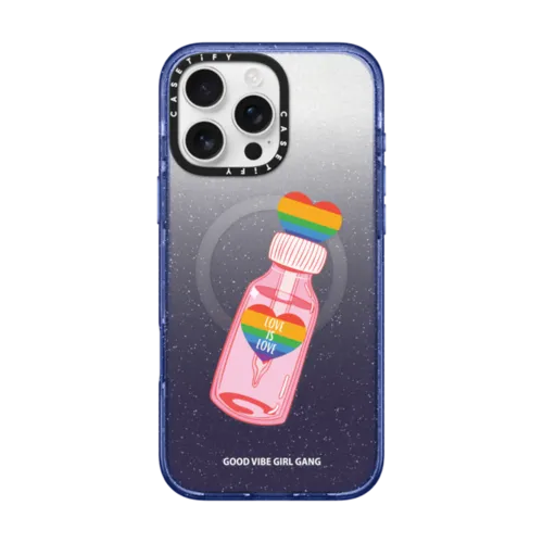 Love Is Love Phone Case | iPhone 16 Pro Max / Impact Case MagSafe Compatible / Glitter Indigo | Image 1