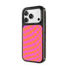 Pink and Orange Checkered | iPhone 18 Pro Max / Impact Case MagSafe Compatible - Glossy / Glossy Black | Image 2