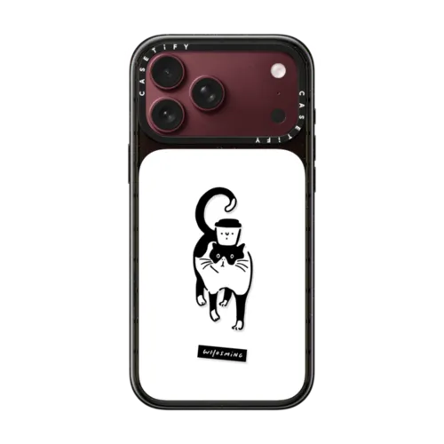 WHOSMiNG - COFFEE CAT | iPhone 18 Pro Max / Impact Case MagSafe Compatible - Glossy / Glossy Black | Image 1