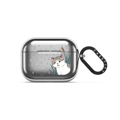 Bean The Cat With Mr. Frog Airpods Case | AirPods Pro 3 / Earbuds Mirror Case / Silver | Image 1