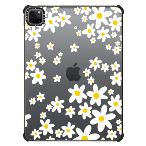 trendy retro white daisy flower pattern - ipad case | iPad Pro 11-inch (3rd/4th gen) / iPad Impact Case / Black | Image 1
