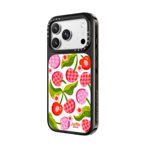 Checkered Cherries | iPhone 18 Pro / Impact Case MagSafe Compatible - Glossy / Glossy Black | Image 2
