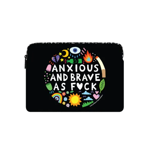 Anxious and brave AF by LJMA | Small (13") / Impact Laptop Sleeve / Multicolor | Image 1