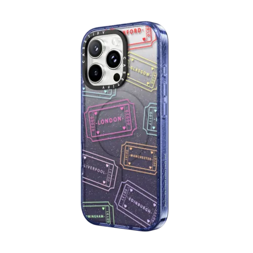 Tickets to the UK Phone Case | iPhone 16 Pro Max / Impact Case MagSafe Compatible / Glitter Indigo | Image 2