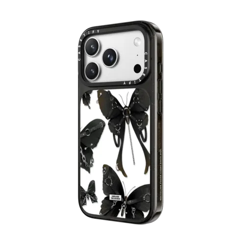 Black Butterflies By Useless Treasures | iPhone 18 Pro Max / Impact Case MagSafe Compatible - Glossy / Glossy Black | Image 2
