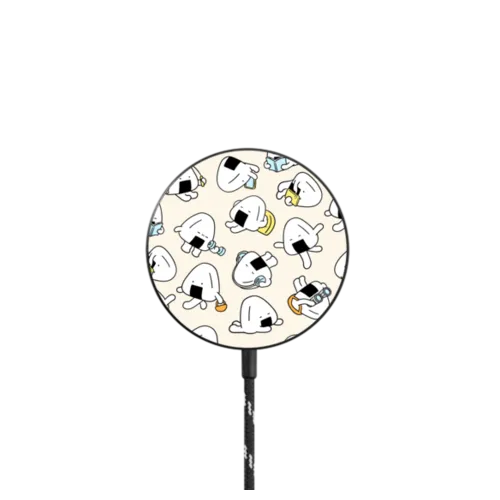 Onigiri Day to day by FURIIRAKUN |   / PowerThru Magnetic Wireless Charger MagSafe Compatible / Black | Image 1