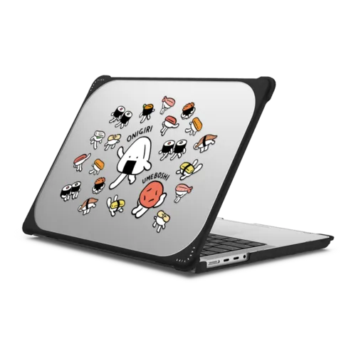 Onigiri&Umeboshi with Sushi by FURIIRAKUN | MacBook Pro 14-inch (M1 - M5) / MacBook Bounce Case / Black | Image 1