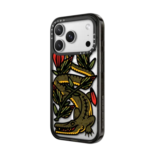 In a While Crocodile by Chris Costa | iPhone 17 Pro Max / Impact Case MagSafe Compatible / Black | Image 2