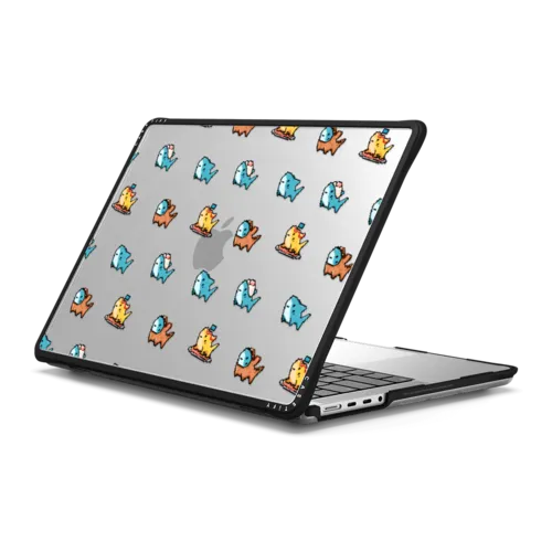 pixel Leonarudo pattern | MacBook Pro 14-inch (M1 - M5) / MacBook Impact Case / Black | Image 1